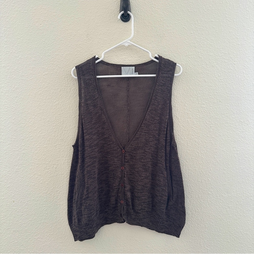Michael Stars Revolve Brown Sleeveless Knit Vest Boho Indie Capsule Lagenlook OS